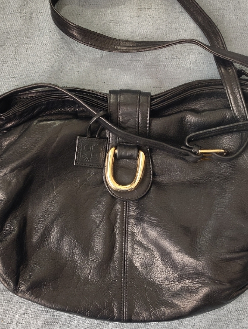 Women's Dark Brown Leather Shoulder Bag with Silver-Tone Buckle